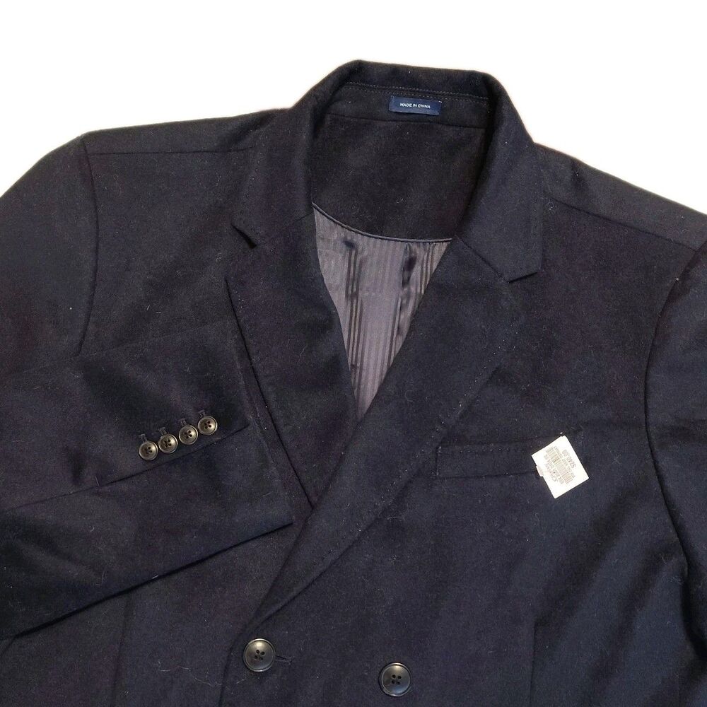 Stafford Mens Top Coat XL Wool Blend Double Breasted Trench Coat NWT
